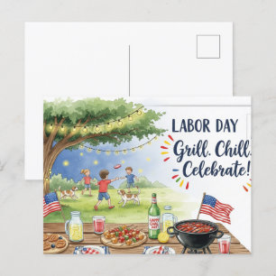 Happy Labour Day mit Flag Postcard Postkarte