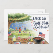 Happy Labour Day mit Flag Postcard Postkarte (Vorne/Hinten)