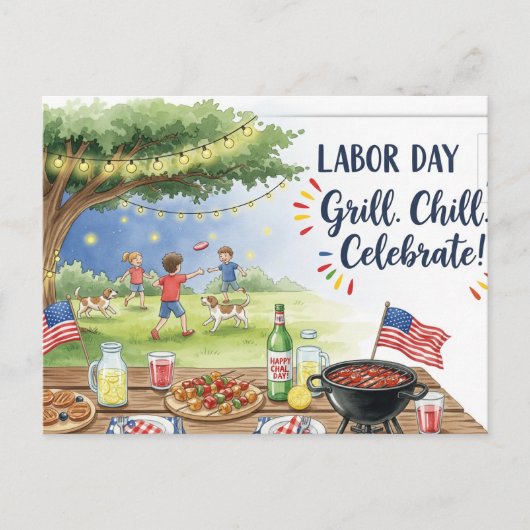 Happy Labour Day mit Flag Postcard Postkarte (Vorderseite)