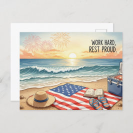 Happy Labour Day mit Flag Postcard Postkarte