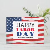 Happy Labour Day patriotische Flagge der USA Dankeskarte (Stehend Vorderseite)