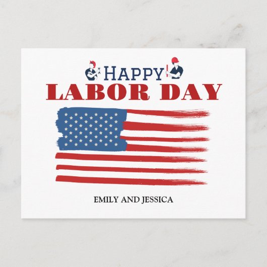 Happy Labour Day patriotische Flagge der USA Postkarte (Vorderseite)