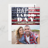Happy Labour Day patriotische Flagge der USA Postkarte (Vorne/Hinten)