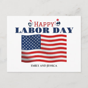 Happy Labour Day patriotische Flagge der USA Postkarte