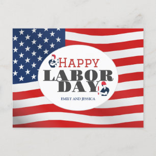 Happy Labour Day patriotische Flagge der USA Postkarte