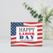 Happy Labour Day patriotische Flagge der USA Postkarte (Stehend Vorderseite)