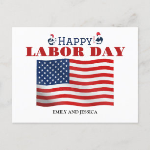 Happy Labour Day patriotische Flagge der USA Postkarte