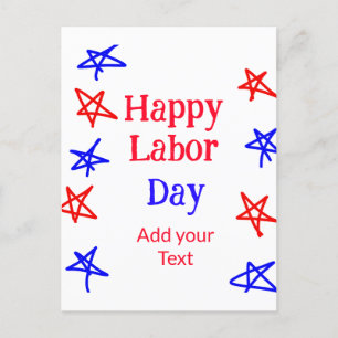 Happy Labour Day Red Blue Star American Day füge t Postkarte