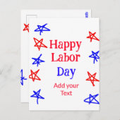 Happy Labour Day Red Blue Star American Day füge t Postkarte (Vorne/Hinten)