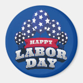 Happy Labour Day Red White Blue Stars Magnet (Vorne)