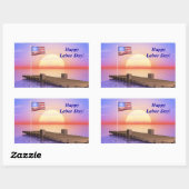 Happy Labour Day US Flag and Dock Rechteckiger Aufkleber (Blatt)