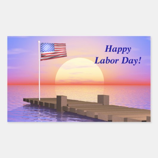 Happy Labour Day US Flag and Dock Rechteckiger Aufkleber (Vorderseite)