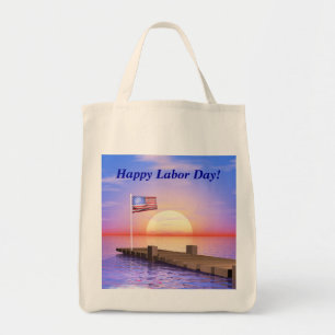 Happy Labour Day US Flag and Dock Tragetasche