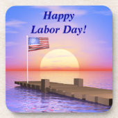 Happy Labour Day US Flag and Dock Untersetzer (Vorderseite)