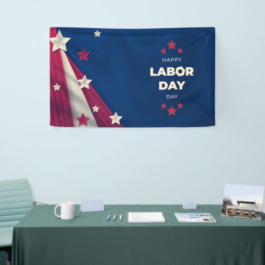 Happy Labour Day Usa Flag Red White Blue Banner (Messeveranstaltung)