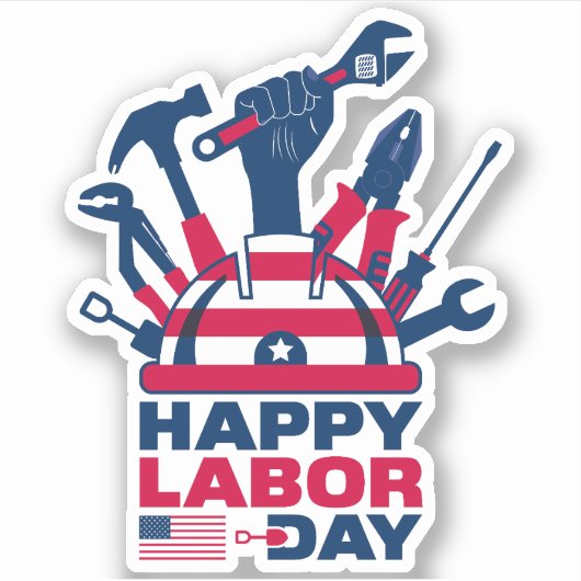 Happy Labour Day, USA Holiday Aufkleber (Vorderseite)