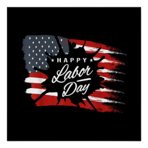 Happy Labour Day verschenken amerikanische Flagge Poster