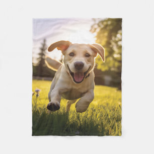 Happy Labrador Puppy Running Fleecedecke