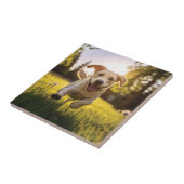 Happy Labrador Puppy Running Fliese (Seite)