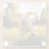 Happy Labrador Puppy Running Glasuntersetzer (Rückseite)