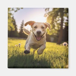 Happy Labrador Puppy Running Magnet