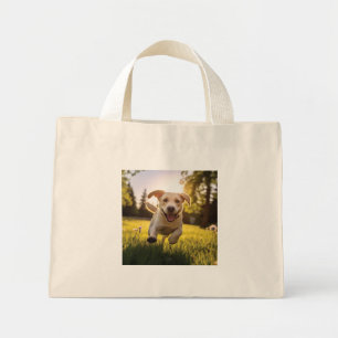 Happy Labrador Puppy Running Mini Stoffbeutel