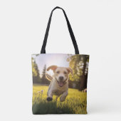 Happy Labrador Puppy Running Tasche (Rückseite)