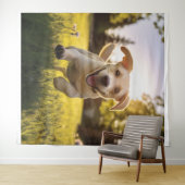 Happy Labrador Puppy Running Wandteppich (Beispiel (Horizontal))