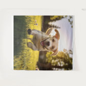 Happy Labrador Puppy Running Wandteppich (Vorderseite (Horizontal))