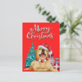 Happy Labrador Retriever Red Holiday Postkarte (Stehend Vorderseite)