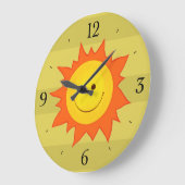 Happy Lächeln Cartoon Sun Childrens Große Wanduhr (Winkel)