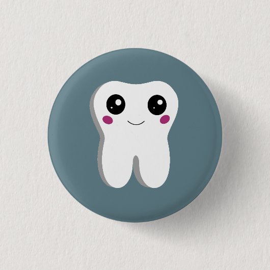 Happy Lächeln Dental Tooth Niedlich Button (Vorderseite)