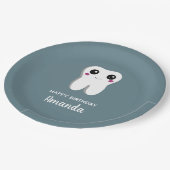 Happy Lächeln Dental Tooth Niedliche Geburtstag Pappteller (Schrägansicht)