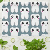 Happy Lächeln Dental Tooth Niedliches Muster Geschirrtuch (Gefaltet)