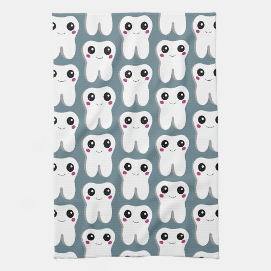 Happy Lächeln Dental Tooth Niedliches Muster Geschirrtuch (Vertikal)