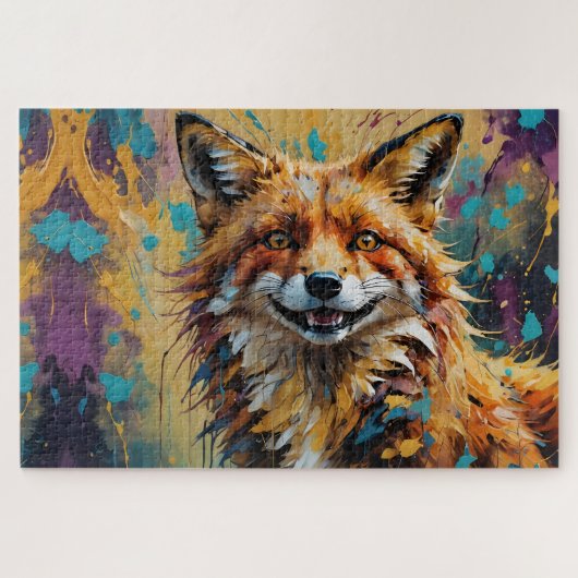 Happy Lächeln Fox-Anstrich Spritzer Puzzle (Horizontal)