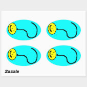 Happy Lächeln Frage Mark Emoji, Kinder Art Ovaler Aufkleber (Blatt)