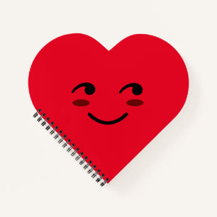 Happy Lächeln Gesicht Niedlich Roter Cartoon Herz Notizblock