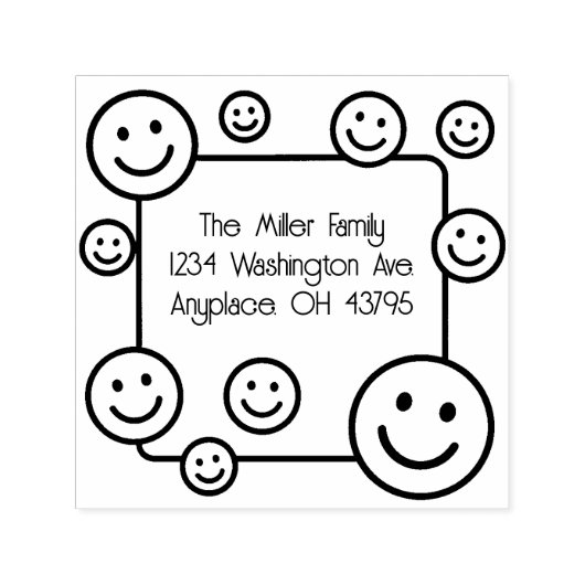 Happy Lächeln Gesichter Adressierung Selbstfarbige Permastempel (Design)