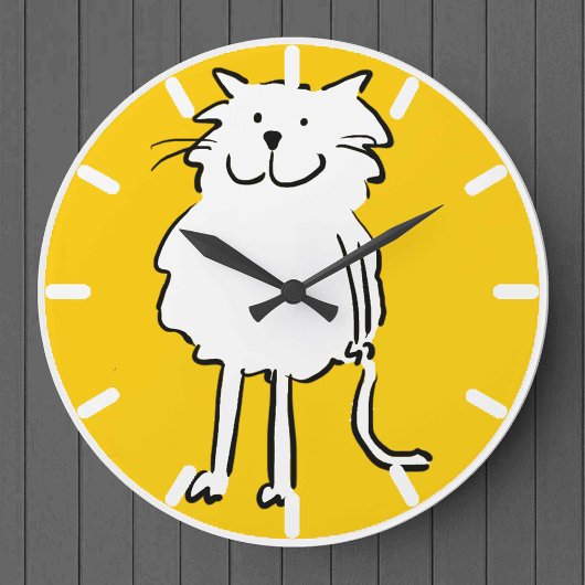 Happy Lächeln Katze als Spaß Cartoon Illustration Große Wanduhr