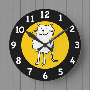 Happy Lächeln Katze als Spaß Cartoon Illustration Runde Wanduhr