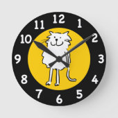 Happy Lächeln Katze als Spaß Cartoon Illustration Runde Wanduhr (Vorderseite)