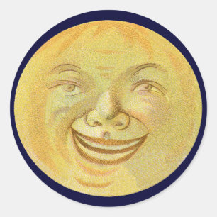 Happy Lächeln Moon Face Runder Aufkleber