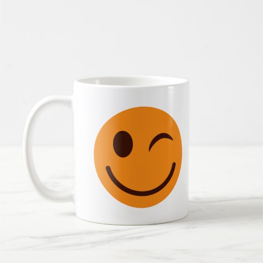 Happy Lächeln Orange Winking Face Kaffeetasse (Links)