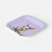 Happy Lächeln Oster Bunny Eggs Lavender Bow Pappteller (Gewinkelt)