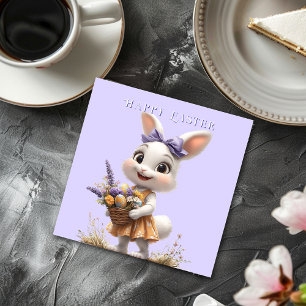 Happy Lächeln Oster Bunny Eggs Lavender Bow Serviette