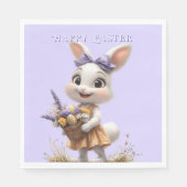 Happy Lächeln Oster Bunny Eggs Lavender Bow Serviette (Vorderseite)