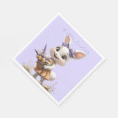 Happy Lächeln Oster Bunny Eggs Lavender Bow Serviette (Ecke)