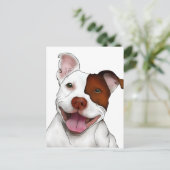 Happy Lächeln Pitbull Postkarte (Stehend Vorderseite)