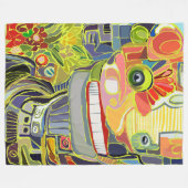 Happy Lächeln Roboter mit Blume Fleecedecke (Vorderseite (Horizontal))